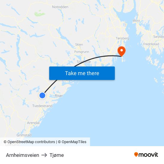 Arnheimsveien to Tjøme map