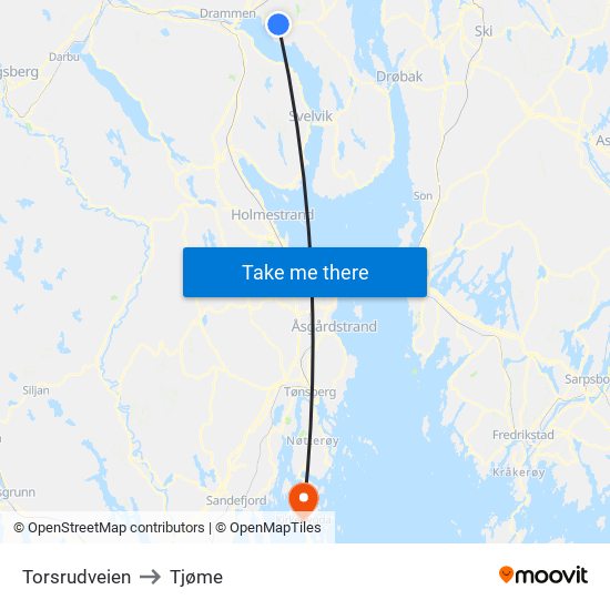Torsrudveien to Tjøme map