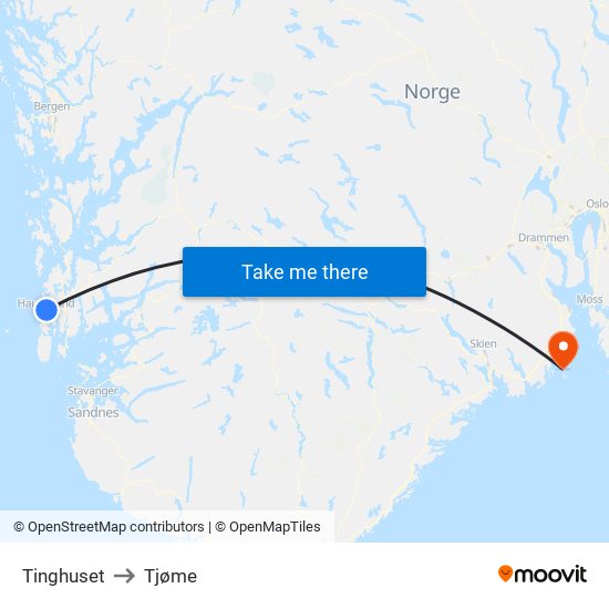 Tinghuset to Tjøme map