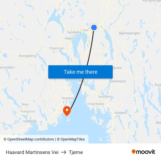 Haavard Martinsens Vei to Tjøme map