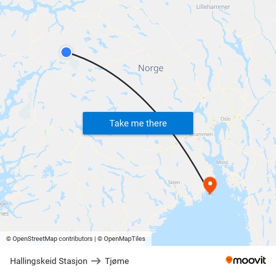 Hallingskeid Stasjon to Tjøme map