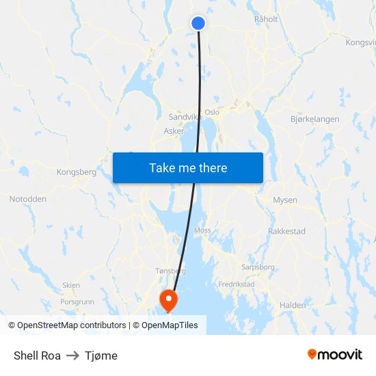 Shell Roa to Tjøme map