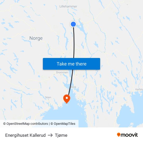 Energihuset Kallerud to Tjøme map