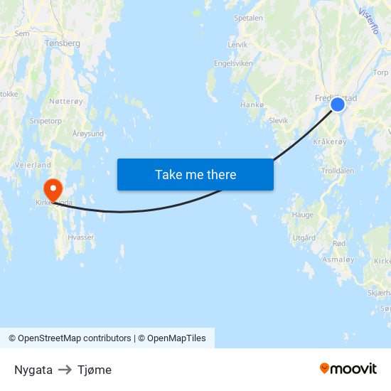 Nygata to Tjøme map