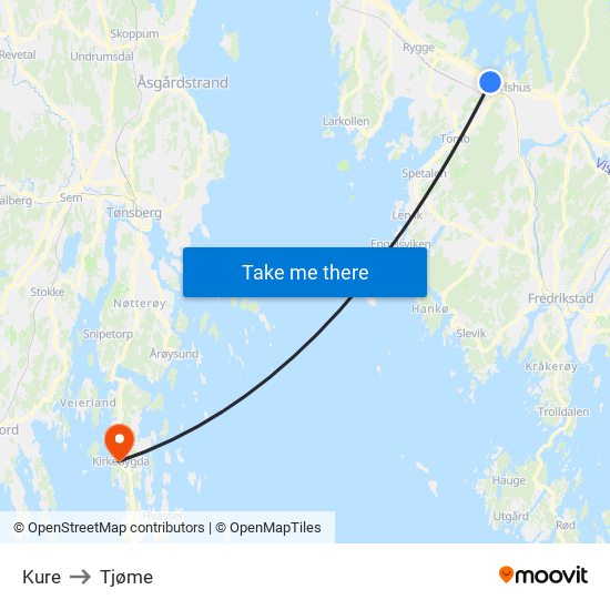 Kure to Tjøme map