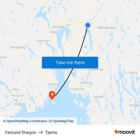 Fetsund Stasjon to Tjøme map