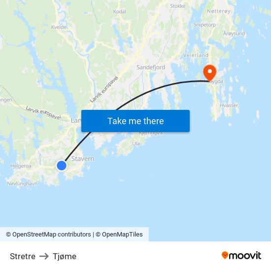 Stretre to Tjøme map