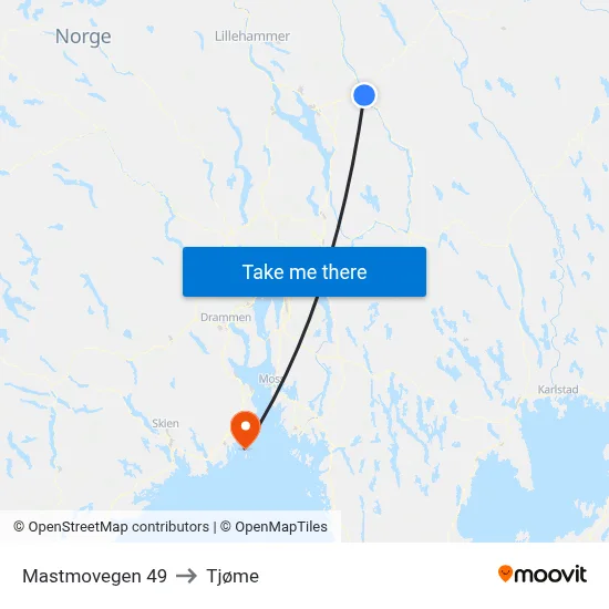 Mastmovegen 49 to Tjøme map
