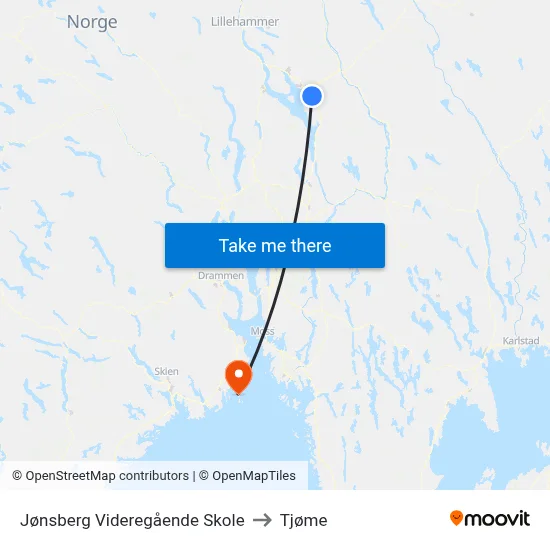 Jønsberg Videregående Skole to Tjøme map