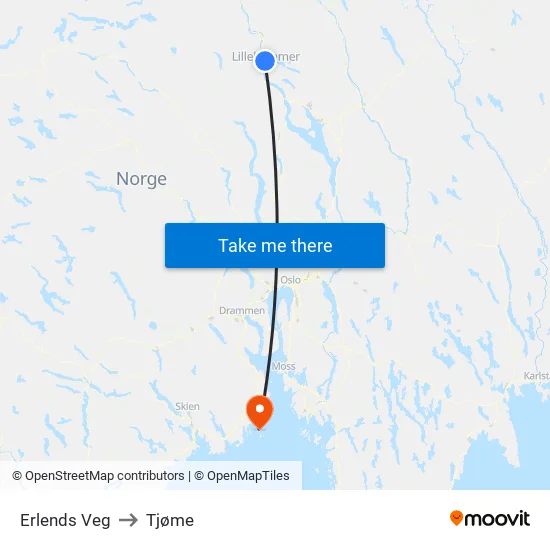 Erlends Veg to Tjøme map