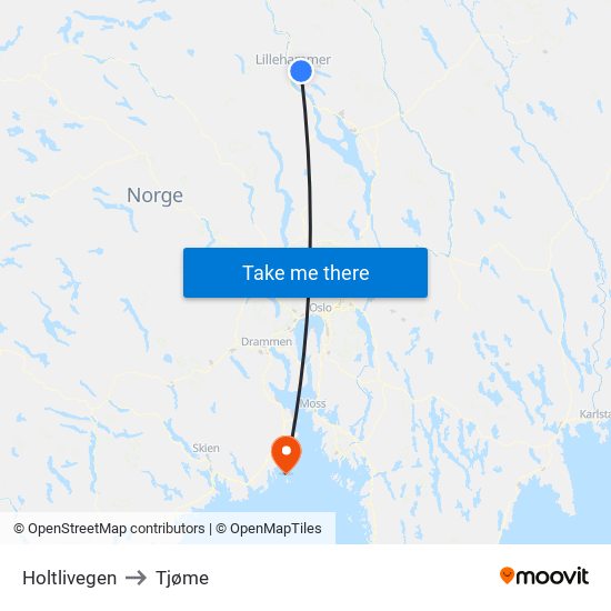 Holtlivegen to Tjøme map