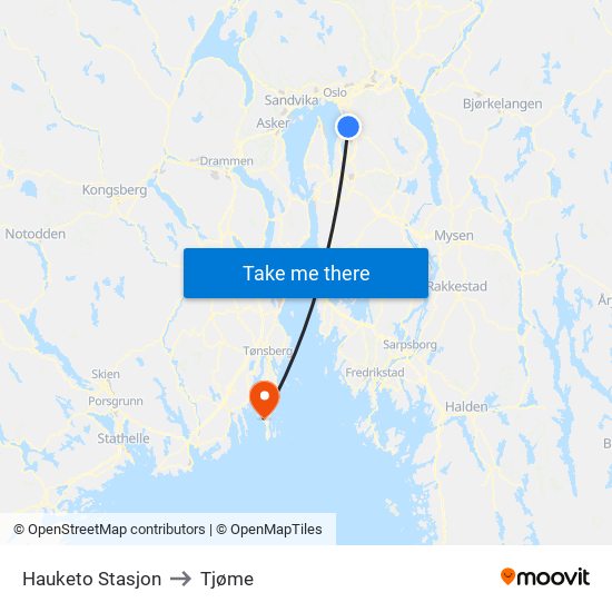 Hauketo Stasjon to Tjøme map