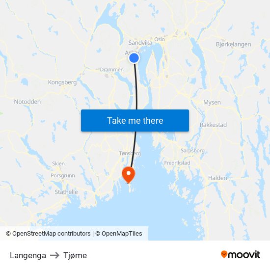 Langenga to Tjøme map