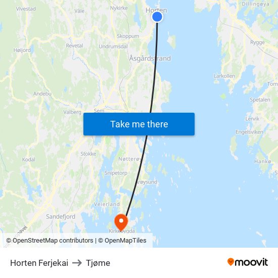 Horten Ferjekai to Tjøme map