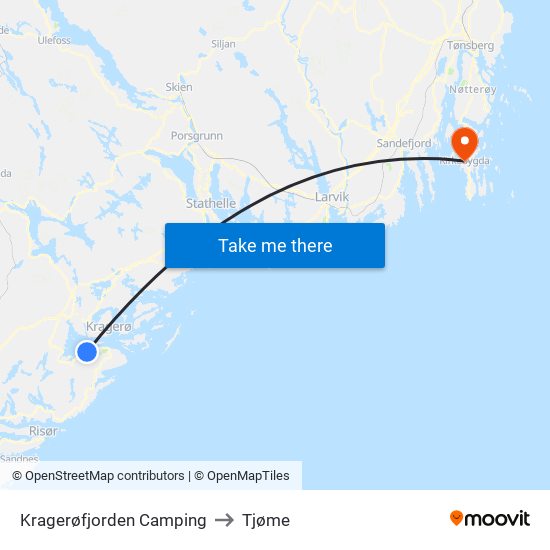 Kragerøfjorden Camping to Tjøme map