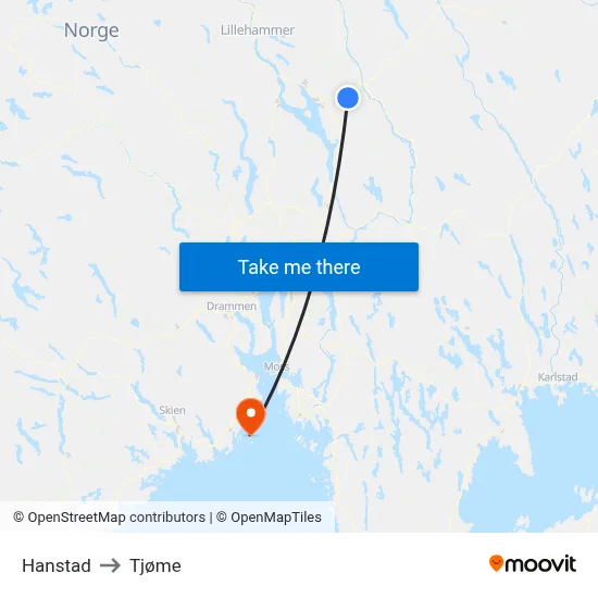 Hanstad to Tjøme map
