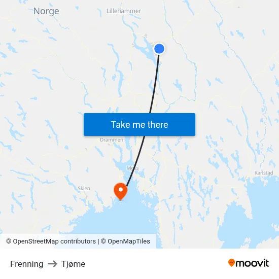 Frenning to Tjøme map