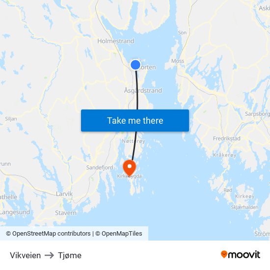 Vikveien to Tjøme map
