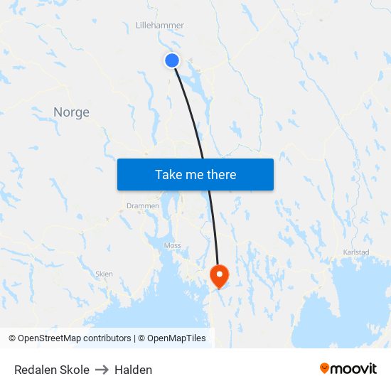 Redalen Skole Snertingdalsvegen to Halden map