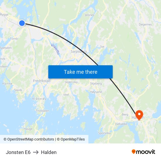 Jonsten E6 to Halden map