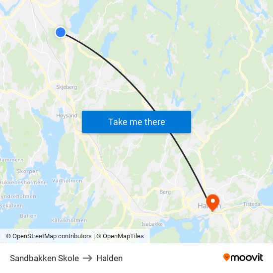 Sandbakken Skole to Halden map