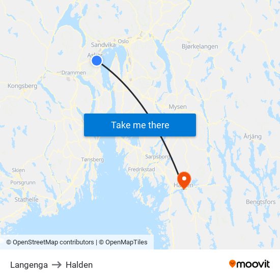Langenga to Halden map