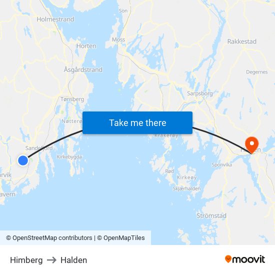 Himberg to Halden map