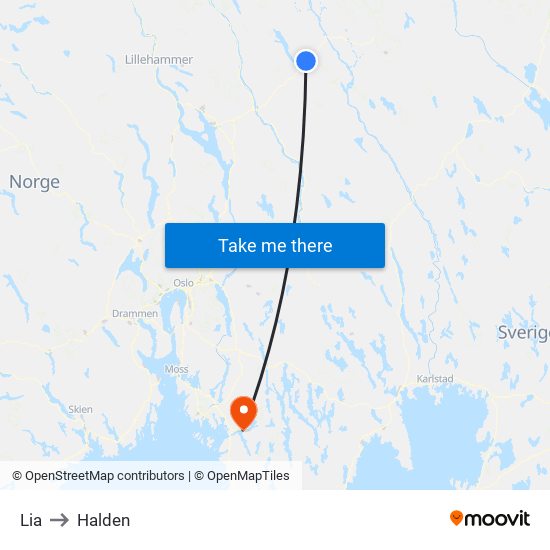Lia to Halden map