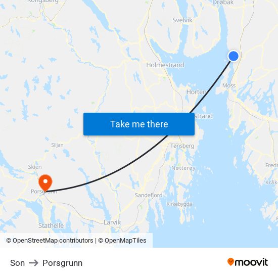 Son to Porsgrunn map