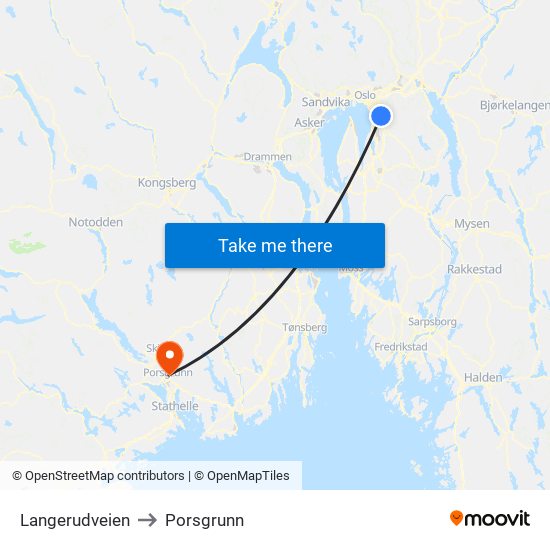 Langerudveien to Porsgrunn map