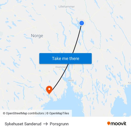 Sykehuset Sanderud to Porsgrunn map