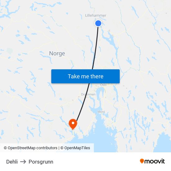 Dehli to Porsgrunn map