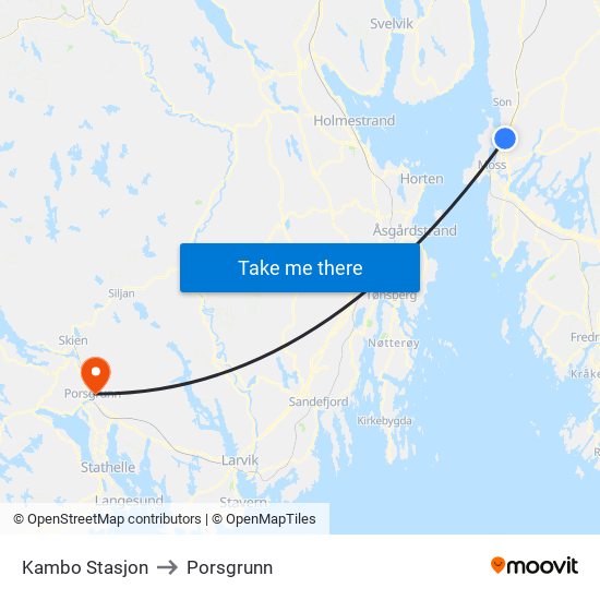 Kambo Stasjon to Porsgrunn map
