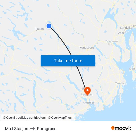 Mæl Stasjon to Porsgrunn map