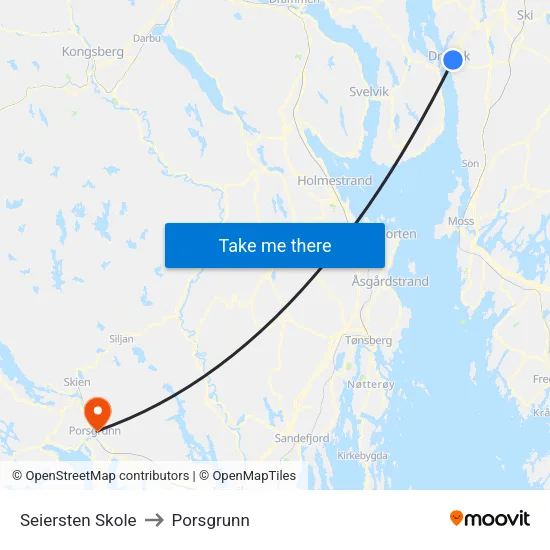Seiersten Skole to Porsgrunn map