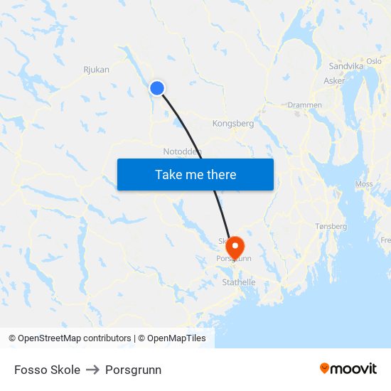 Fosso Skole to Porsgrunn map