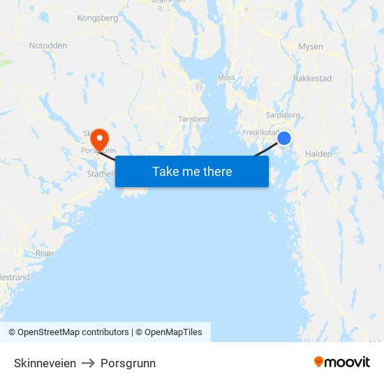 Skinneveien to Porsgrunn map