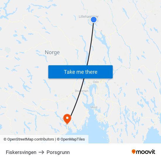 Fiskersvingen to Porsgrunn map