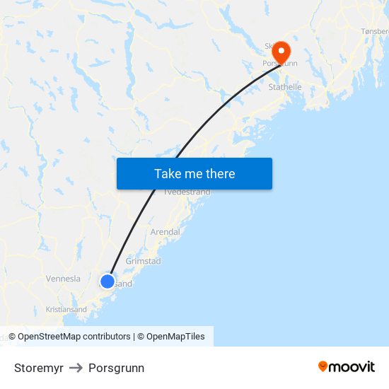 Storemyr to Porsgrunn map