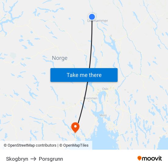 Skogbryn to Porsgrunn map