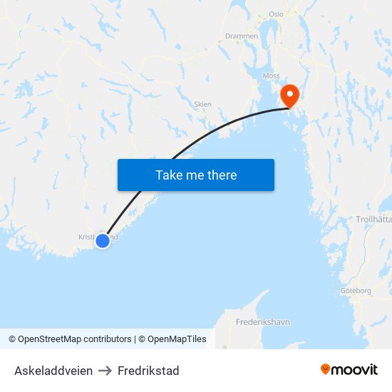 Askeladdveien to Fredrikstad map