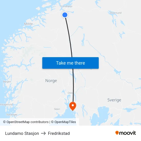 Lundamo Stasjon to Fredrikstad map