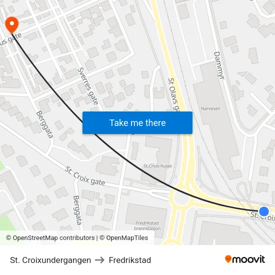 St. Croixundergangen to Fredrikstad map