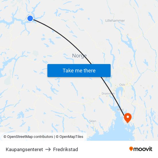 Kaupangsenteret to Fredrikstad map