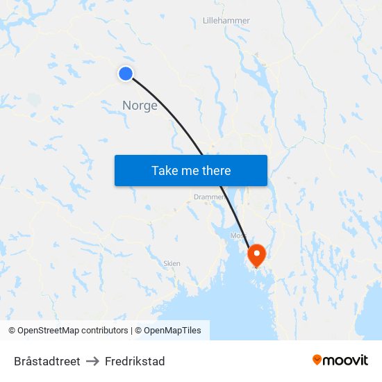 Bråstadtreet to Fredrikstad map