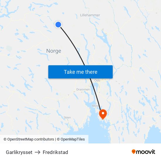 Garlikrysset to Fredrikstad map