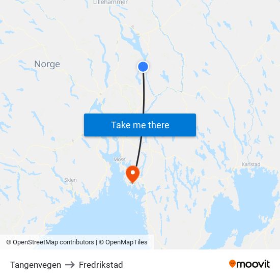 Tangenvegen to Fredrikstad map