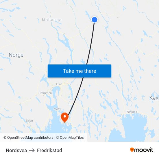 Nordsvea to Fredrikstad map