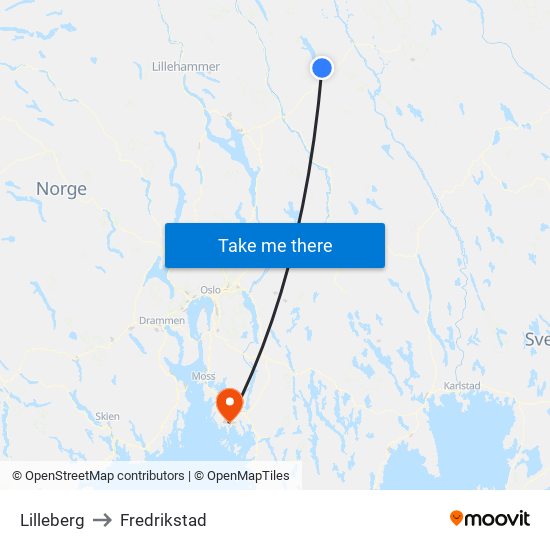 Lilleberg to Fredrikstad map