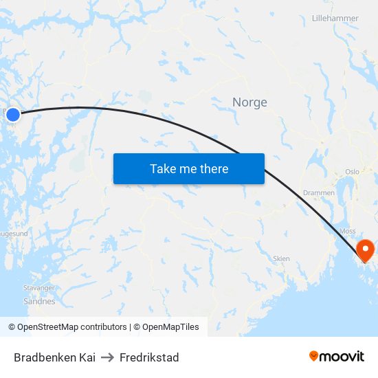 Bradbenken Kai to Fredrikstad map